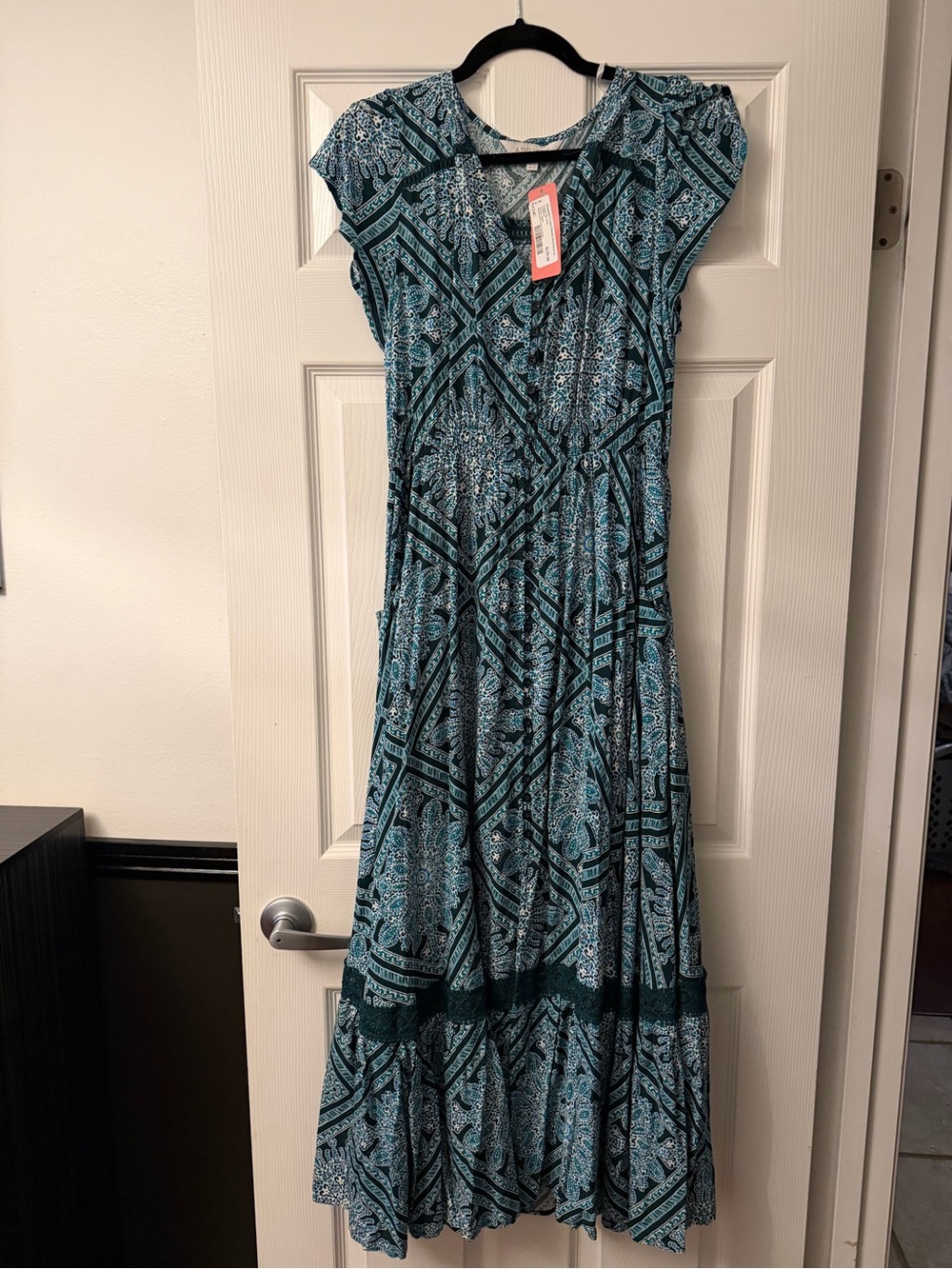 NWT Apricot Diamond Crochet Button Maxi Dress Green XL 12-14 $129